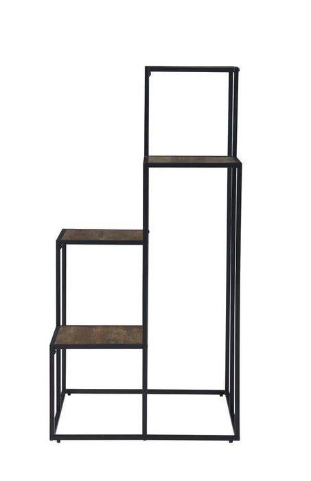 Rito 4-tier Display Shelf Rustic Brown and Black - Orbit Furniture (Richmond,BC)