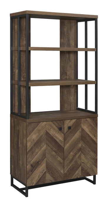 Millbrook 2-door Bookcase Rustic Oak Herringbone and Gunmetal - Orbit Furniture (Richmond,BC)
