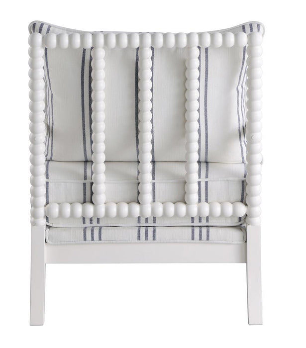 Blanchett Upholstered Accent Chair with Spindle Accent White and Navy - Orbit Furniture (Richmond,BC)