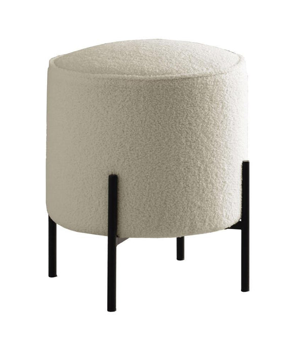 Basye Round Upholstered Ottoman Beige and Matte Black - Orbit Furniture (Richmond,BC)