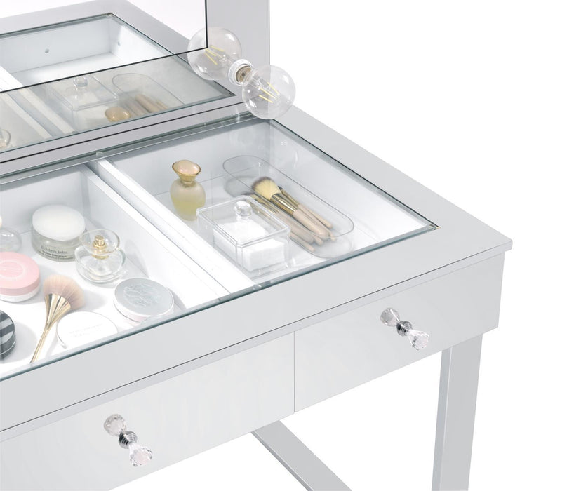 Umbridge 3-drawer Vanity with Lighting Chrome and White - Orbit Furniture (Richmond,BC)