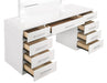 Felicity 9-drawer Vanity Desk with Lighted Mirror Glossy White - Orbit Furniture (Richmond,BC)