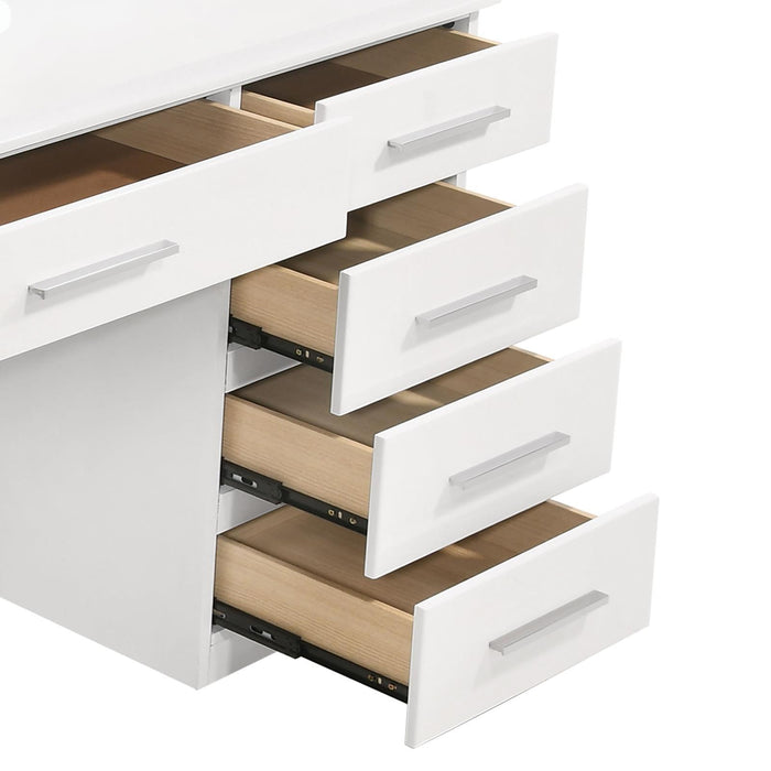 Felicity 9-drawer Vanity Desk with Lighted Mirror Glossy White - Orbit Furniture (Richmond,BC)